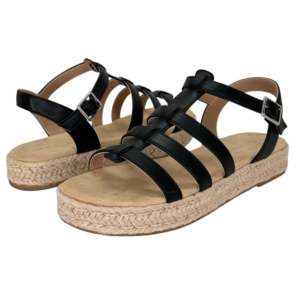 Sun + Stone Rykerr Black Faux Leather Womens Platform Sandals Size 8M - Picture 10 of 10